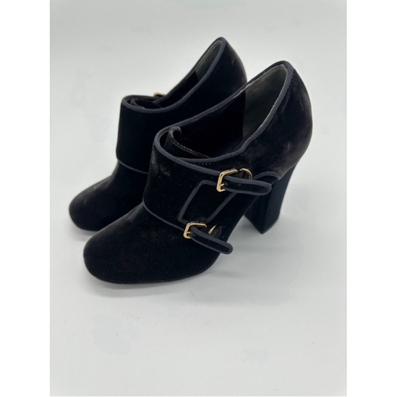 Tory Burch Black Velvet Heels Size 7.5 Medium - Picture 4 of 8